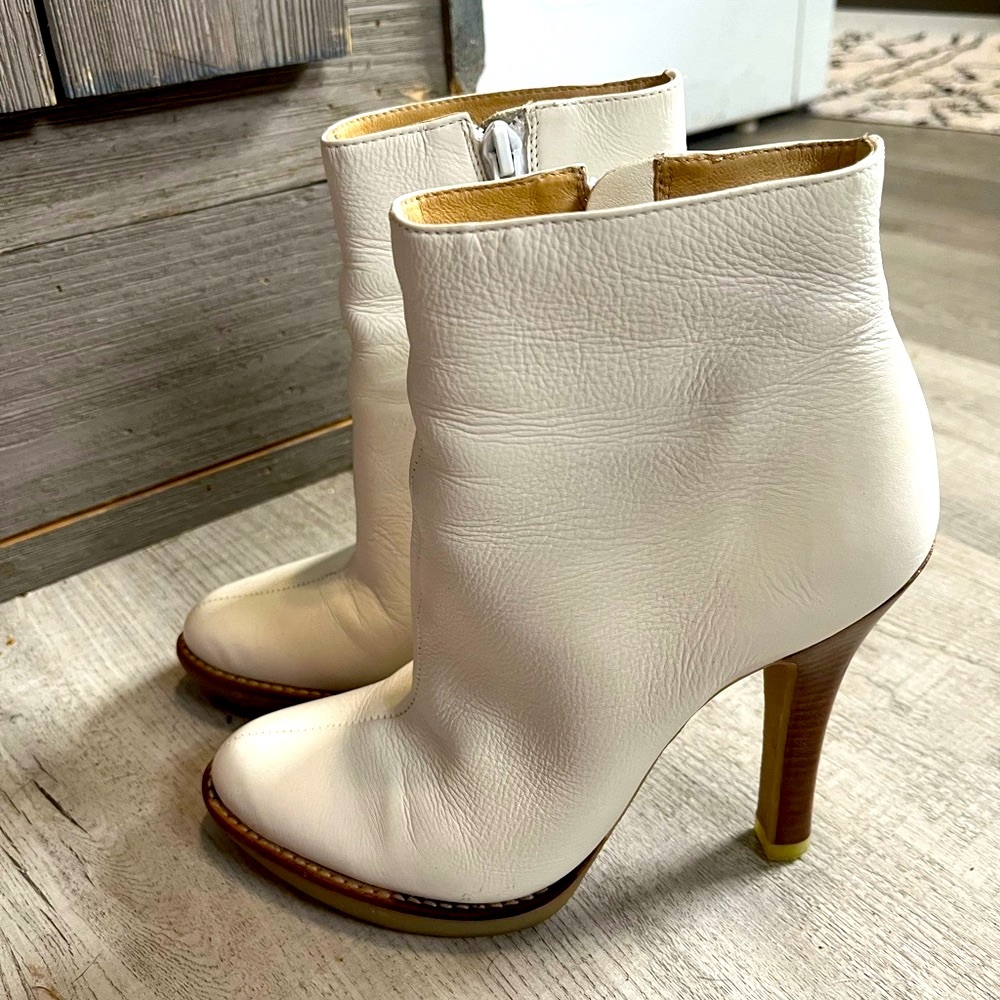 Boutique 58 | Ankle Boots | Jaleesa White Platform Ankle Heel Boots |  5.5